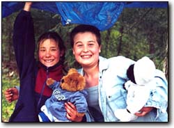 Zoe and Shelby, two homeschooling girls 			in Nanoose Bay, have lots of play time.